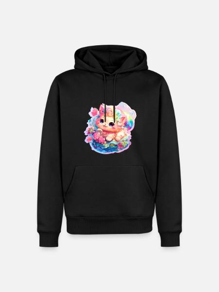 Chat - illustration - Sweat à capuche Premium bio Homme - noir