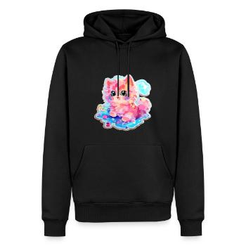 Chat - illustration - Sweat à capuche Premium bio Homme - noir - Devant - Nico (187cm)