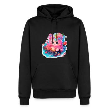 Chat - illustration - Sweat à capuche Premium bio Homme - noir - Devant - Nico (187cm)
