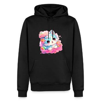 Chat - illustration - Sweat à capuche Premium bio Homme - noir - Devant - Nico (187cm)