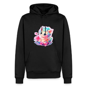 Chat - illustration - Sweat à capuche Premium bio Homme - noir - Devant - Nico (187cm)
