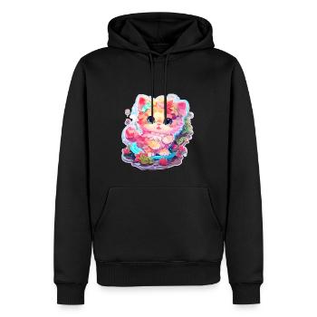 Chat - illustration - Sweat à capuche Premium bio Homme - noir - Devant - Nico (187cm)