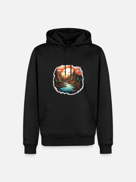 Landschaft - Illustration - Männer Premium Bio Hoodie - Schwarz