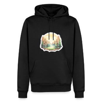 Landschaft - Illustration - Männer Premium Bio Hoodie - Schwarz - Vorne - Nico (187cm)