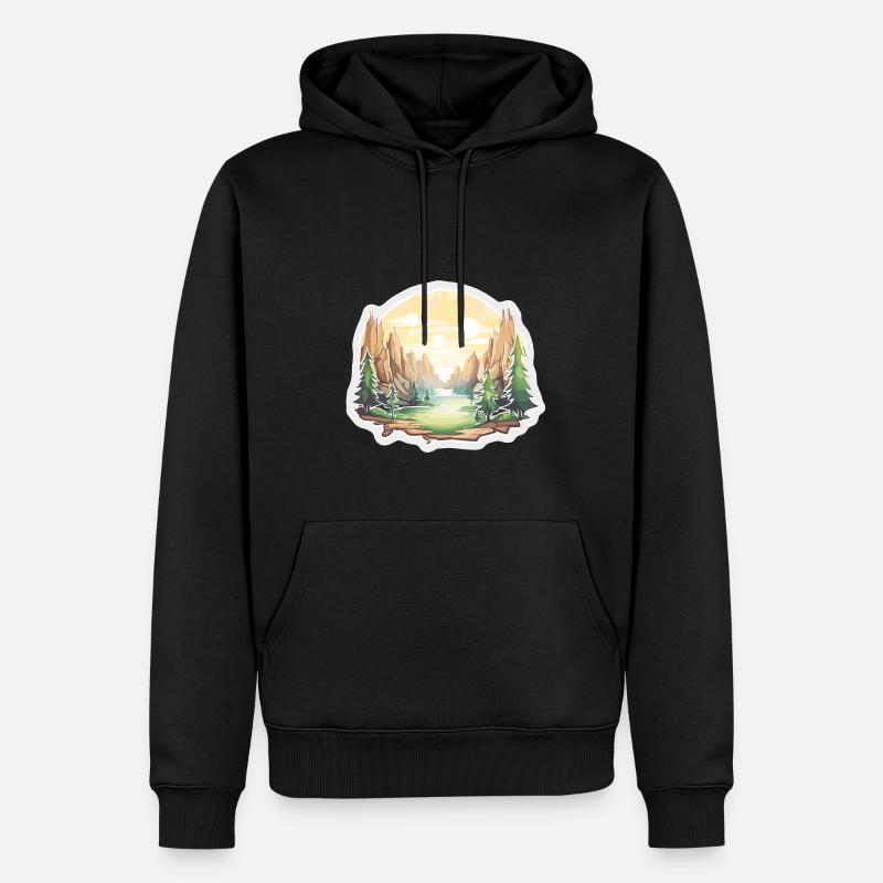 Landschaft - Illustration - Männer Premium Bio Hoodie - Schwarz