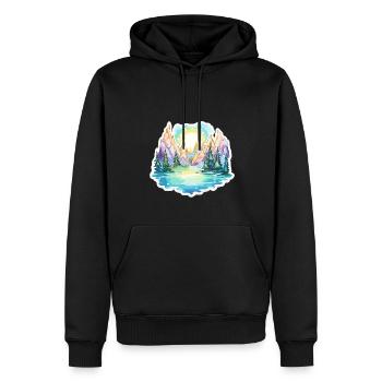 Landschaft - Illustration - Männer Premium Bio Hoodie - Schwarz - Vorne - Nico (187cm)
