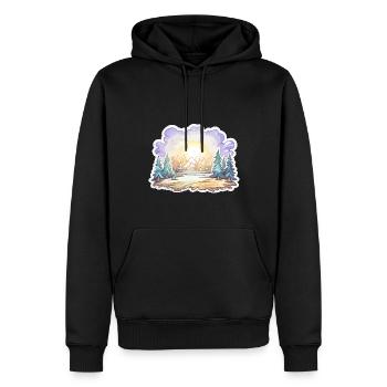 Landschaft - Illustration - Männer Premium Bio Hoodie - Schwarz - Vorne - Nico (187cm)