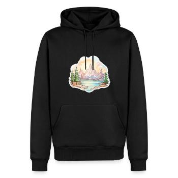 Landschaft - Illustration - Männer Premium Bio Hoodie - Schwarz - Vorne - Nico (187cm)