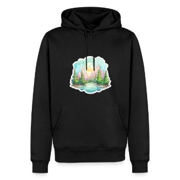 Landschaft - Illustration - Männer Premium Bio Hoodie - Schwarz - Vorne - Nico (187cm)
