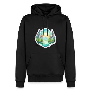 Landschaft - Illustration - Männer Premium Bio Hoodie - Schwarz - Vorne - Nico (187cm)