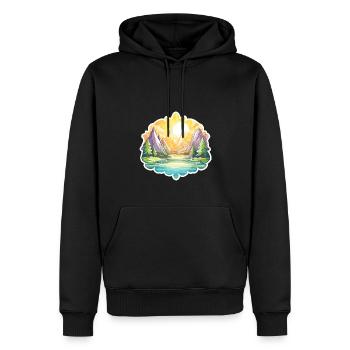 Landschaft - Illustration - Männer Premium Bio Hoodie - Schwarz - Vorne - Nico (187cm)