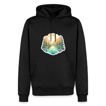 Landschaft - Illustration - Männer Premium Bio Hoodie - Schwarz - Vorne - Nico (187cm)