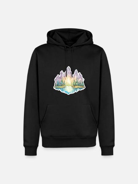 Landscape - Illustration - Men’s Premium Organic Hoodie - black