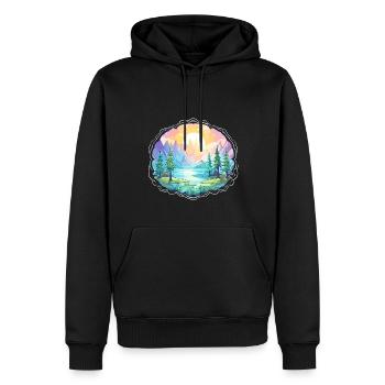 Paysage - Illustration - Sweat à capuche Premium bio Homme - noir - Devant - Nico (187cm)
