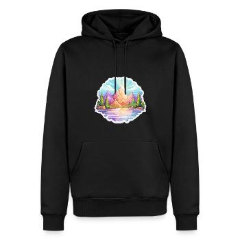 Landschaft - Illustration - Männer Premium Bio Hoodie - Schwarz - Vorne - Nico (187cm)