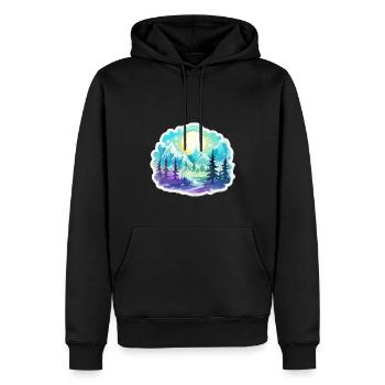 Paysage - Illustration - Sweat à capuche Premium bio Homme - noir - Devant - Nico (187cm)