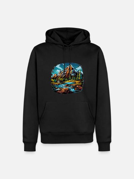 Landscape - Illustration - Men’s Premium Organic Hoodie - black