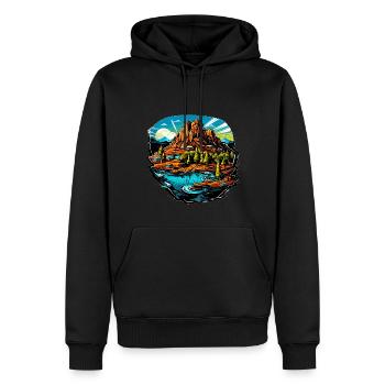 Paysage - Illustration - Sweat à capuche Premium bio Homme - noir - Devant - Nico (187cm)