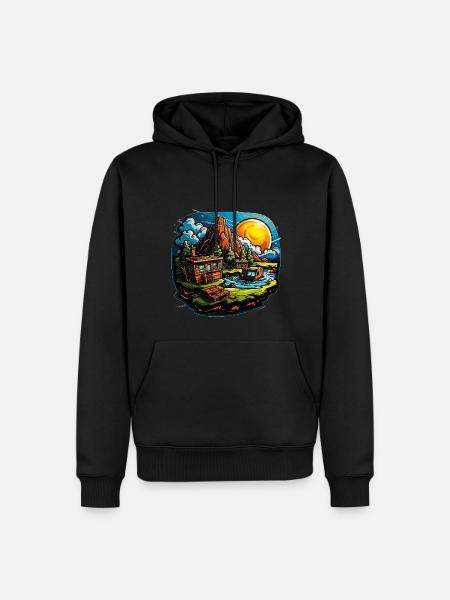 Landscape - Illustration - Men’s Premium Organic Hoodie - black