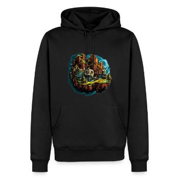 Landschaft - Illustration - Männer Premium Bio Hoodie - Schwarz - Vorne - Nico (187cm)