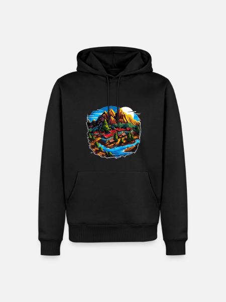 Landscape - Illustration - Men’s Premium Organic Hoodie - black