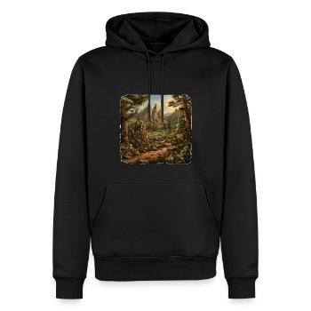 Paysage - Illustration - Sweat à capuche Premium bio Homme - noir - Devant - Nico (187cm)