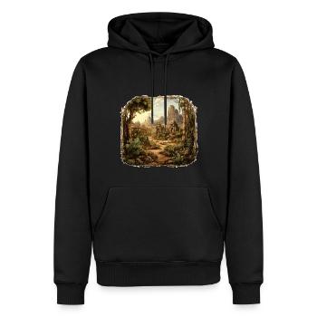 Paysage - Illustration - Sweat à capuche Premium bio Homme - noir - Devant - Nico (187cm)