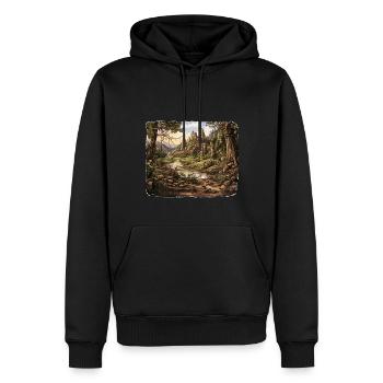 Landschaft - Illustration - Männer Premium Bio Hoodie - Schwarz - Vorne - Nico (187cm)