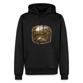 Landschaft - Illustration - Männer Premium Bio Hoodie - Schwarz - Vorne - Nico (187cm)