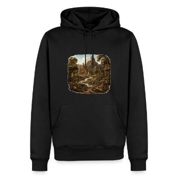 Landschaft - Illustration - Männer Premium Bio Hoodie - Schwarz - Vorne - Nico (187cm)