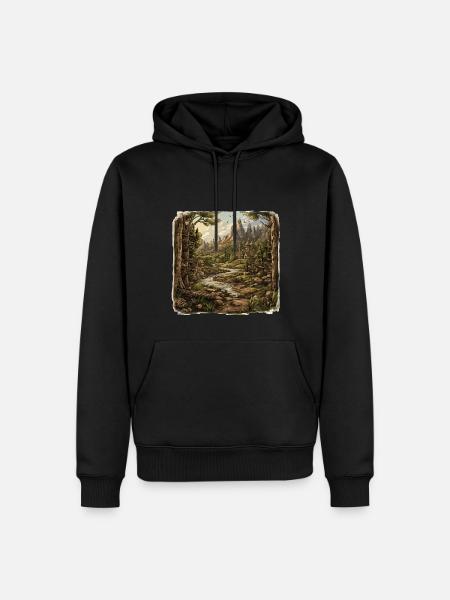 Landschaft - Illustration - Männer Premium Bio Hoodie - Schwarz