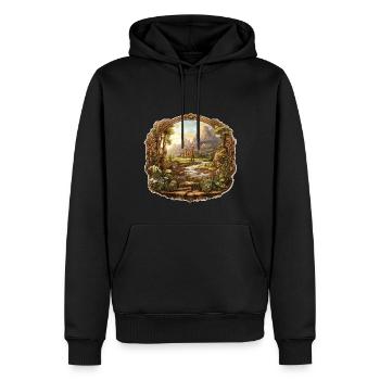 Paysage - Illustration - Sweat à capuche Premium bio Homme - noir - Devant - Nico (187cm)