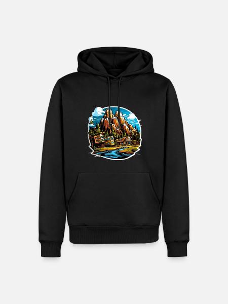 Landschaft - Illustration - Männer Premium Bio Hoodie - Schwarz
