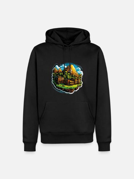 Paysage - Illustration - Sweat à capuche Premium bio Homme - noir