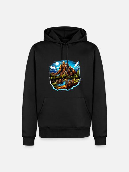 Landscape - Illustration - Men’s Premium Organic Hoodie - black