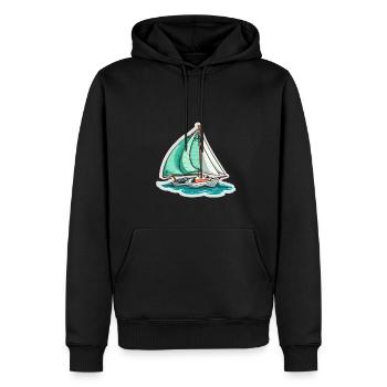 Segelboot - Illustration - Männer Premium Bio Hoodie - Schwarz - Vorne - Nico (187cm)