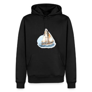 Segelboot - Illustration - Männer Premium Bio Hoodie - Schwarz - Vorne - Nico (187cm)