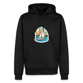 Segelboot - Illustration - Männer Premium Bio Hoodie - Schwarz - Vorne - Nico (187cm)