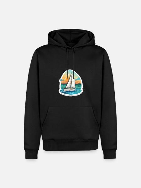 Sailboat - illustration - Men’s Premium Organic Hoodie - black