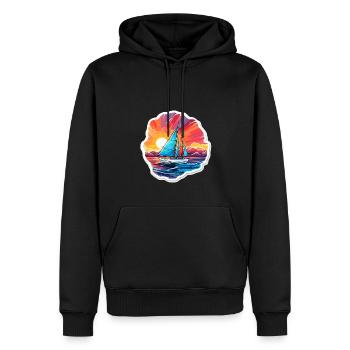 Segelboot - Illustration - Männer Premium Bio Hoodie - Schwarz - Vorne - Nico (187cm)
