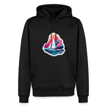 Segelboot - Illustration - Männer Premium Bio Hoodie - Schwarz - Vorne - Nico (187cm)