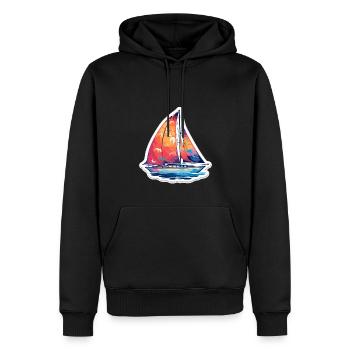 Segelboot - Illustration - Männer Premium Bio Hoodie - Schwarz - Vorne - Nico (187cm)