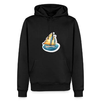 Segelboot - Illustration - Männer Premium Bio Hoodie - Schwarz - Vorne - Nico (187cm)