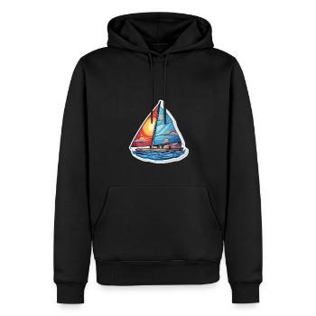Segelboot - Illustration - Männer Premium Bio Hoodie - Schwarz - Vorne - Nico (187cm)