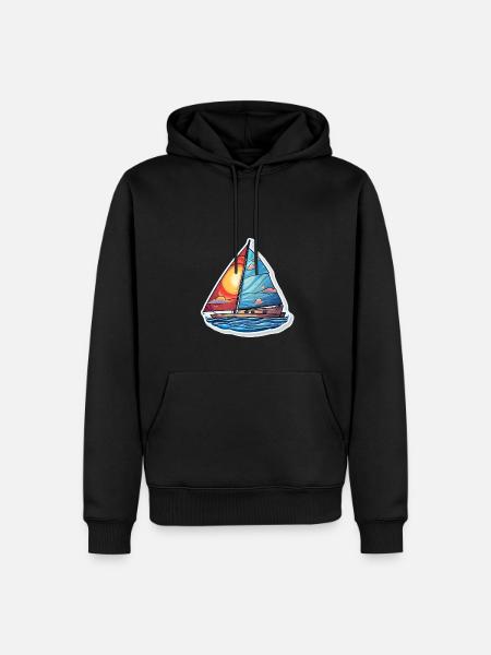Segelboot - Illustration - Männer Premium Bio Hoodie - Schwarz