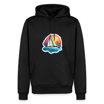 Segelboot - Illustration - Männer Premium Bio Hoodie - Schwarz - Vorne - Nico (187cm)