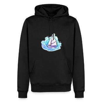Segelboot - Illustration - Männer Premium Bio Hoodie - Schwarz - Vorne - Nico (187cm)