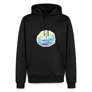 Segelboot - Illustration - Männer Premium Bio Hoodie - Schwarz - Vorne - Nico (187cm)