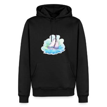 Segelboot - Illustration - Männer Premium Bio Hoodie - Schwarz - Vorne - Nico (187cm)