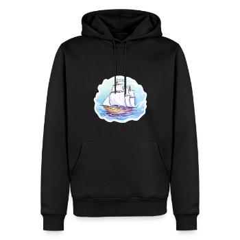 Segelboot - Illustration - Männer Premium Bio Hoodie - Schwarz - Vorne - Nico (187cm)